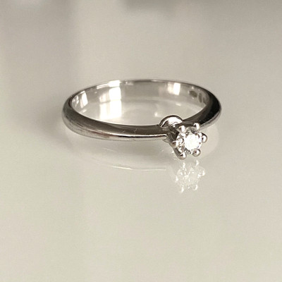 Damiani 18K White Gold Solitaire Engagement Ring 0.15ct G VVS Diamond Size 7.5US