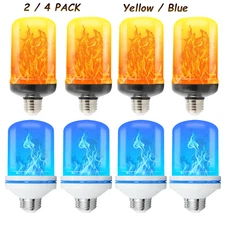 Led Flame Light Bulb 2/4 Pack E26 Flickering Light Bulbs with 4 Modes Faux Flame