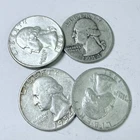 WASHINGTON SILVER QUARTERS LOT OF 4, 90% SILVER CIRCULATED COINS FREE SHIP #9009