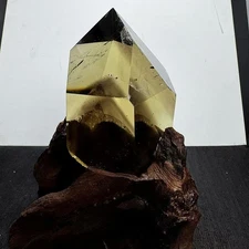 1.56LB TOP high quality natural citrine quartz obelisk crystal wand point+Stand