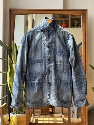 Double RL Railman Indigo Striped Twill Engineer Jacket