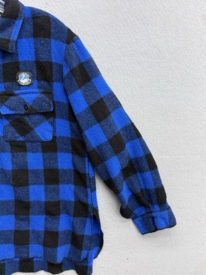 Swanndri New Zealand Ranger Bush 1/4 Zip Shirt Plaid Wool Blue