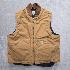 Carhartt Iconic V01 Firm Duck Vest Mens XL Brown Quilted Insulated Workwear