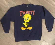 Vintage 90s Tweety Bird Blue Crewneck Sweatshirt Warner Bros. Made in USA