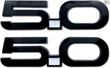 Set 5.0 Emblem Door 3D Fender Side Badge Right Left Decals Black White