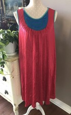 Vintage Vanity Fair Gown Nightgown Hot Pink Blue  Green Color Block Women M USA