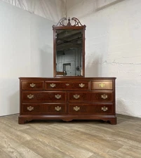 Drexel Chippendale Collection Cherry Flame Mahogany Dresser with Mirror