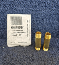 (QTY 2) Kimball Midwest 3330X8: 1/2" x 3" Brass Long Pipe Nipple