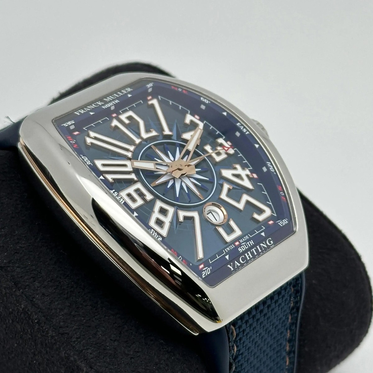 Franck Muller Vanguard Yachting Steel Rose Gold Blue Dial Watch