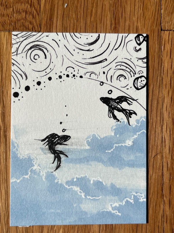 ACEO Original Drawing Fish 2.5 x 3.5 Madison Lawson