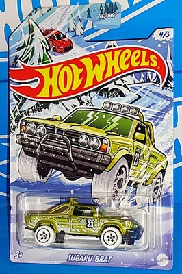 Hot Wheels 2023 Holiday Series 4/5 Subaru Brat Satin Antifreeze w/ BAJA5s