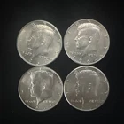 1964 Kennedy Half Dollar Silver Coins Lot of 4, 50C,  90% 0.9 Silver