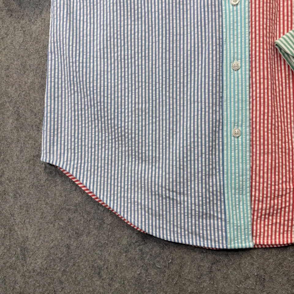 Brooks Brothers Seersucker Shirt Youth Boys 4 Blue Red Striped Classic Fit - Image 4 of 4