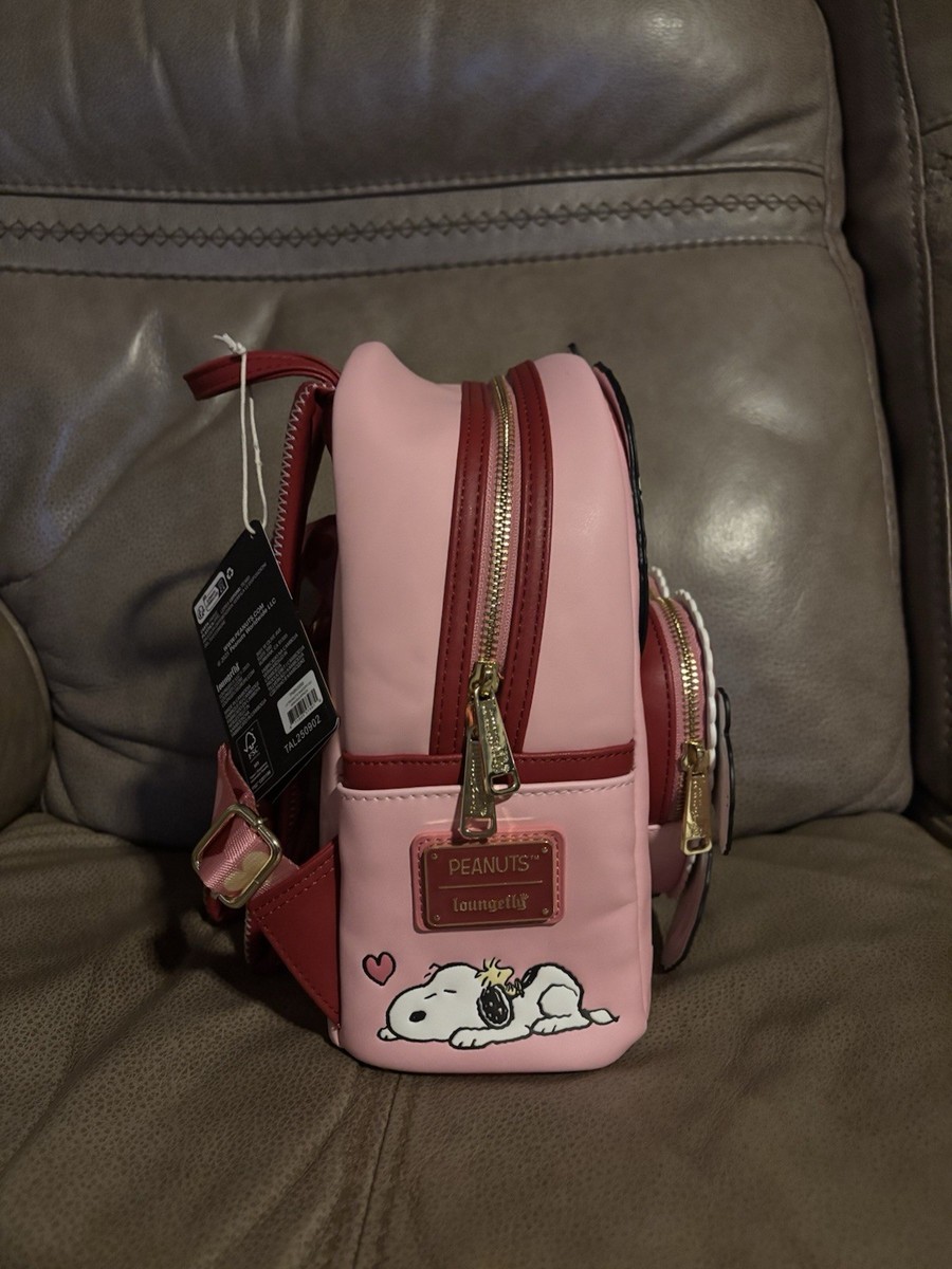Loungefly Peanuts Pink Mini Backpack and Wallet Set NWT Peanuts Snoopy Valentine main image 3
