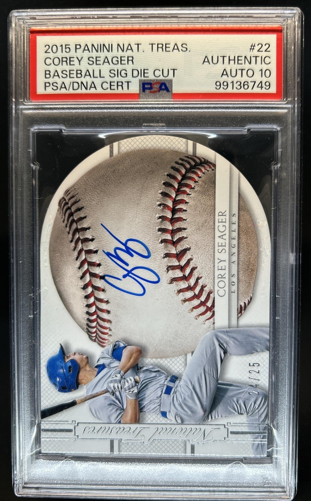 2015 National Treasures Corey Seager BB Die Cuts Auto #/25 PSA Authentic 10 view 1
