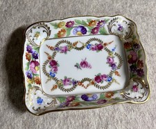 Vintage Schumann Dresden Empress Flowers  4” Trinket Dish