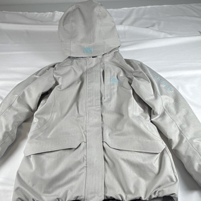 Helly Hansen Powderqueen 3.0 Jacket Light Grey w/ Baby Blue Stitch Size Medium 