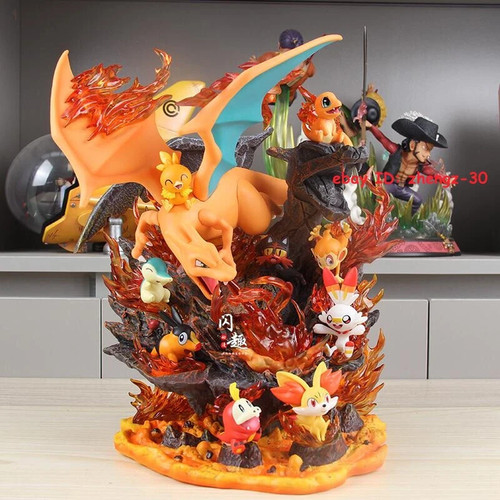 Anime Charizard Fire Family Bucket Lightable Figure Statue Boxed PVC Model Toys - Picture 2 of 8