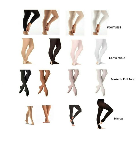 Dance Tights Convertible- Footed - Footless- Stirrup Ballet Tights for Women - Picture 1 of 45