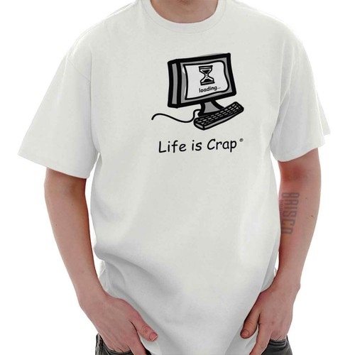 Life is Crap Computer Geek Problems Funny Womens or Mens Crewneck T ...
