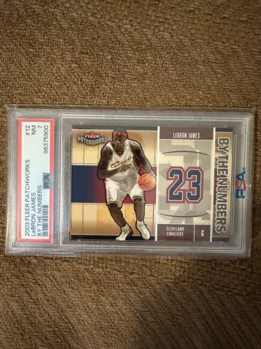 Lebron James 2003 Fleer Patchworks By The Numbers PSA 7