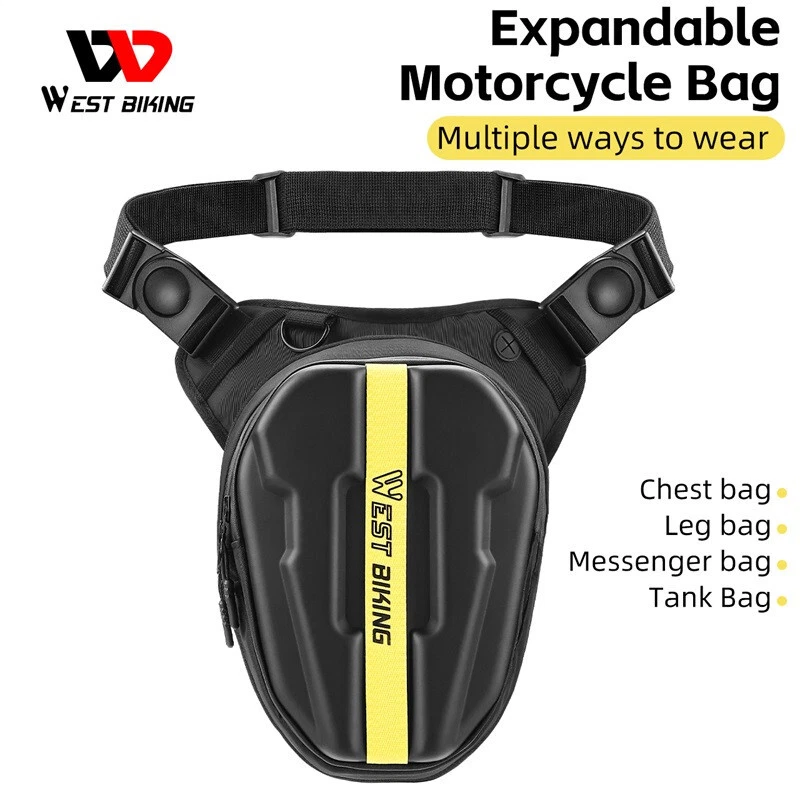 WEST BIKING Expandable Motorrad HardShell Taille Bein Tasche Schultertasche Gelb - Bild 2 von 4