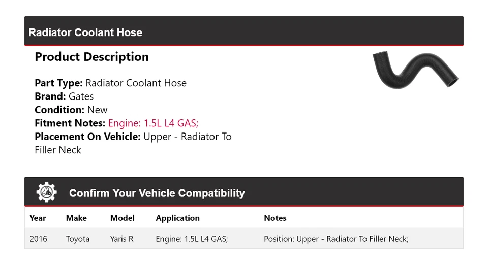 Puertas de manguera de refrigerante de radiador para Toyota Yaris R 2016 Foto 2 de 4