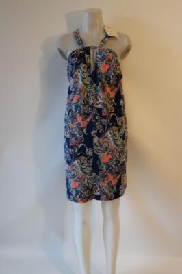 NWT Dotti Blue/Multi Paisley Dress With Gold Bar Neckline XL * | eBay
