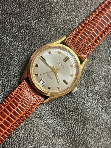 Green gold vintage Gruen Autowind automatic watch 1960s stunning dial with date - Picture 17 of 19