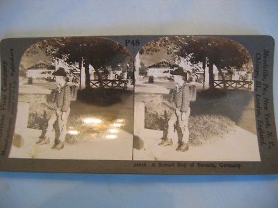 Keystone View Company P48 School boy of Bavaria, Germany 34416 Many Stereoviews!