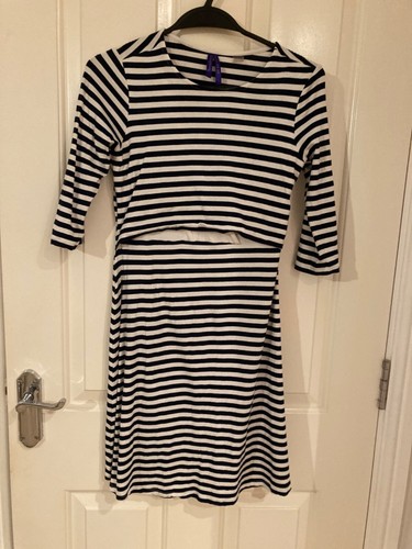 Seraphine striped skater fit and flare pregnancy maternity nursing dress 10 - Picture 4 of 6
