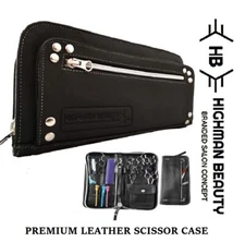 Hair Scissor Case Real Cowhide leather 12Scissors & Extra Accessories holder 