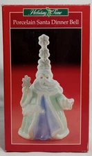 Holiday Time ~Porcelain Santa Dinner Bell ~New in Box~ Christmas Decor 1991