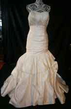 Angel Rivera Atelier 10 Wedding Dress Ivory Strapless Silk Satin Ruching Draping