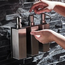 Stainless Steel Soap Dispenser Wall Mounted Shampoo Three Bottles Set Square