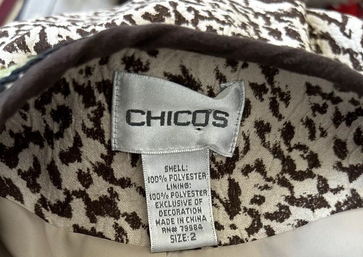 CHICO'S Leopard Print Sequence Embroidery Animal … - image 2