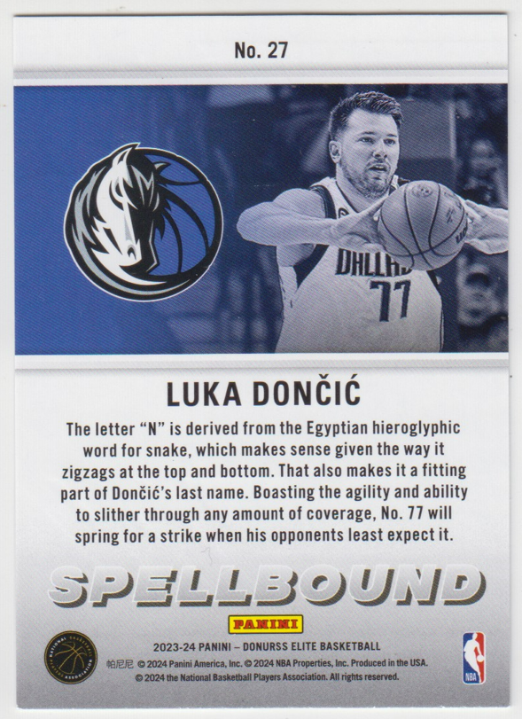 2023-24 Panini Donruss Elite Mavericks Luka Doncic Spellbound