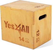 Yes4All 3-in-1 Wooden Plyo Box - Plyometric Jump Box For Home Gym And Outdoor