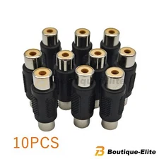 10-Pack Female to Female AV RCA Coupler Adapters for Audio/Video Connections