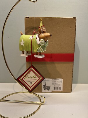 2005 Patience Brewster Krinkles Terrier in Fuzzy Slippers Christmas Ornament