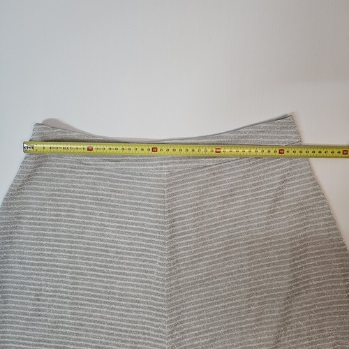 BOOM SHANKAR Bernice Silver Shimmer Metallic Stripe Skirt size 12 - Picture 7 of 11