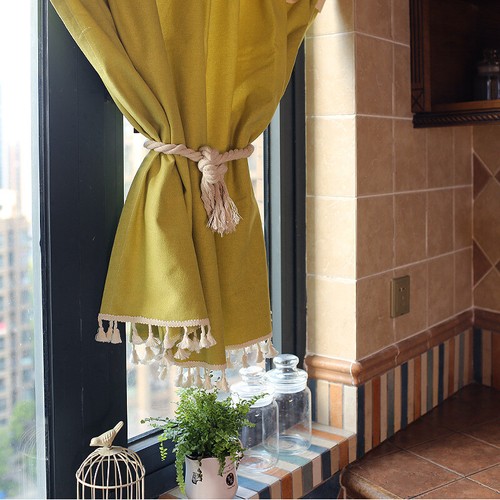 Moderna media cortina borla cortina corta ventana gabinete cocina puerta cenefa - Imagen 13 de 13