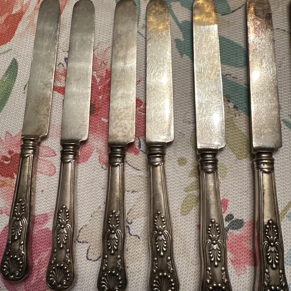 LOTE DE 12 GORHAM ANTIGUOS c1890! CUCHILLOS HUECOS ROMOS "9 1/2" CHAPADOS EN PLATA KINGS Foto 3 de 4