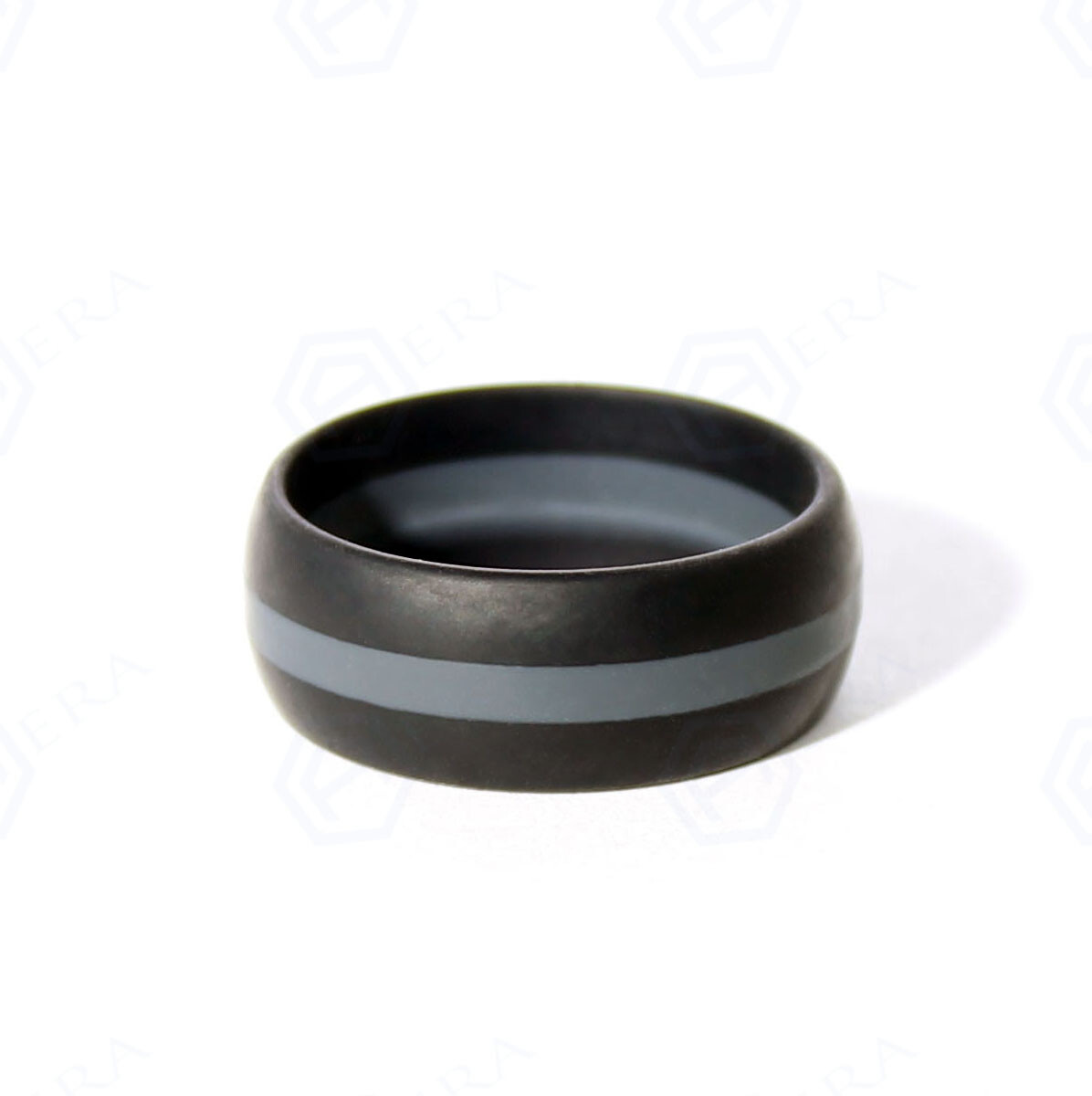 Gray Line Silicone Wedding Band Engagement Ring Athletic Wear by