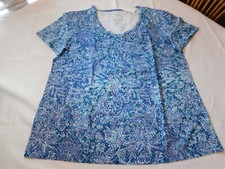 Lane Bryant Women's Ladies Short Sleeve Shirt Top Blue Relaxed Fit Size Variatio
