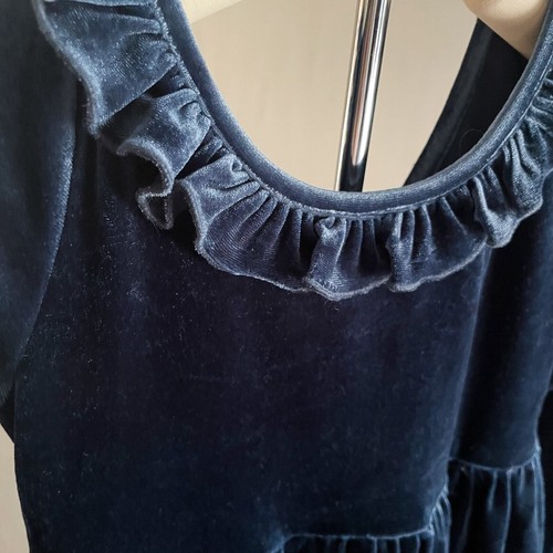 Charming Mary Girls Blue Velvet Long Sleeve Dress Ruffled Neck. Size 6. EUC. - Picture 3 of 7