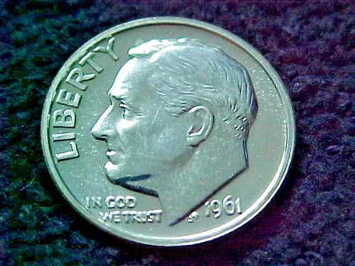 1961  PROOF SILVER  ROOSEVELT DIME  FROM PROOF SET