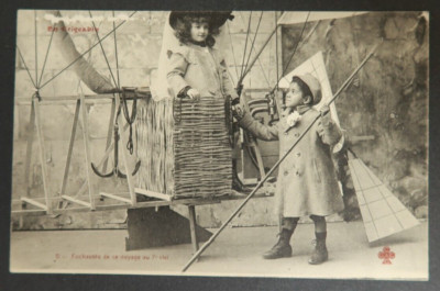 Delighted with This Trip to 7 Heaven Zeppelin French Postcard Blimp Airship