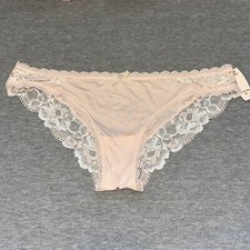 NWT Victoria s Secret Vintage Cheekini Gold Foil Soft Lace Trim Panties Medium