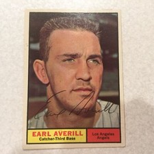 1961 Topps Earl Averill  Autographed Baseball Card Cubs White Sox (d.2015)